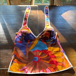 Trina Turk Orange and Blue Bustier Camisole